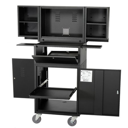 GLOBAL INDUSTRIAL Fold Out Computer Security Cabinet, Mobile, Metal, Black, Assembled 695429BKA
